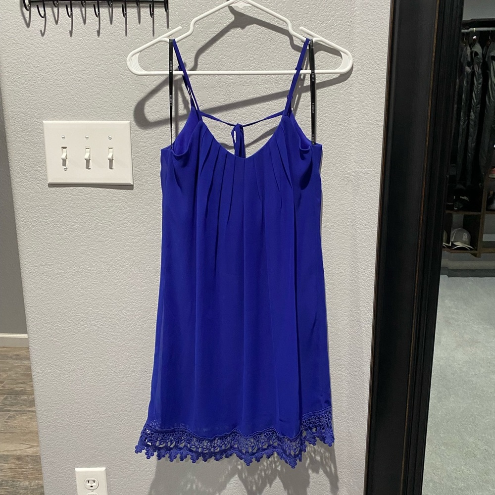 Royal Blue Dress with Lace Detail